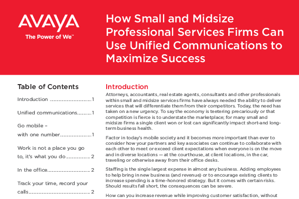 How Small and Midsize Professional Services Firms Can Use Unified Communications to Maximize Success